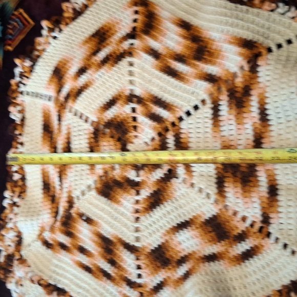 Set Of 4 Handmade Crochet Cofee Table Set with Brown and Cream Stripes - Picture 3 of 3